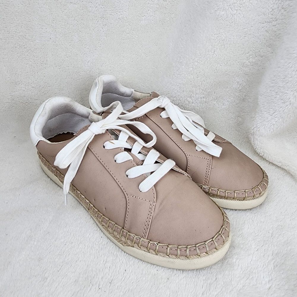 Universal Thread Women's Pink Faux Leather Lace-up Low Top Espadrille Sneakers 7